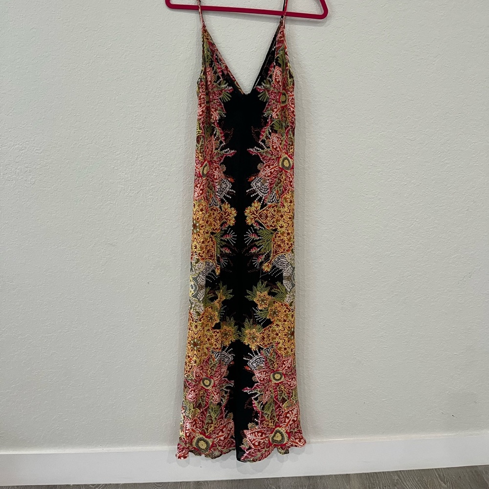 Free People colorful maxi dress with tie in back